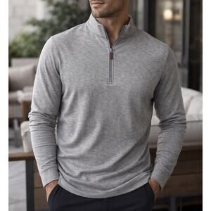 Mizzen Main Mens XXL KPI Quarter Zip Sweater Silver Heather Golf Pullover